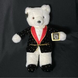 ⭐️ Vintage 1986 After Eight White Bear with Black Velvet Robe Plush